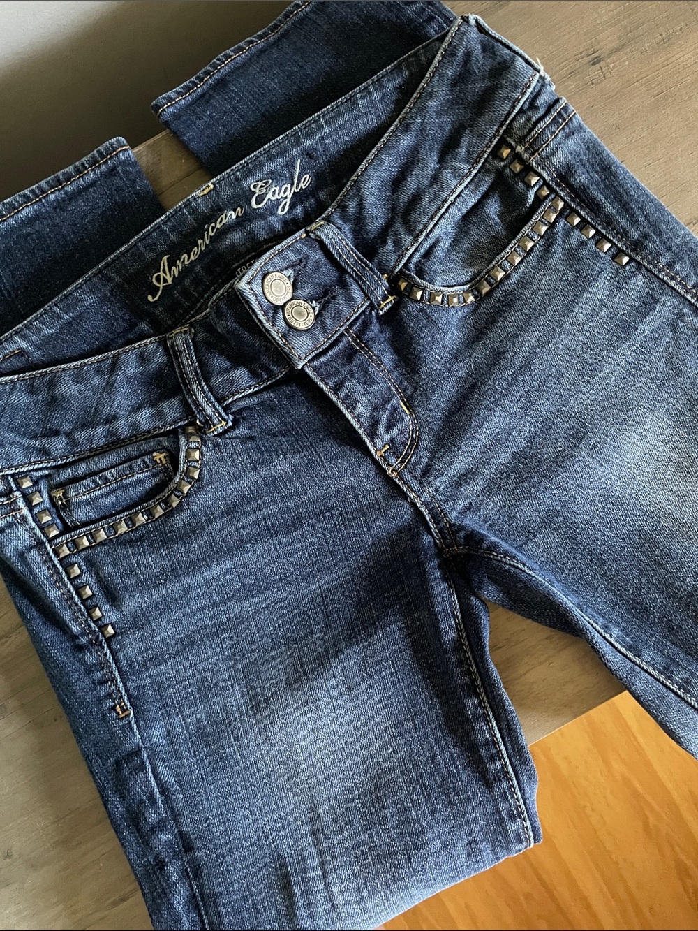 AEO Artist Studded Denim Capris